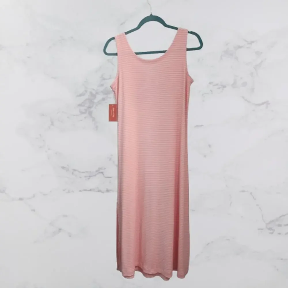 State of Day Intimates Stretchy Long Nightgown Striped Peach White XS
